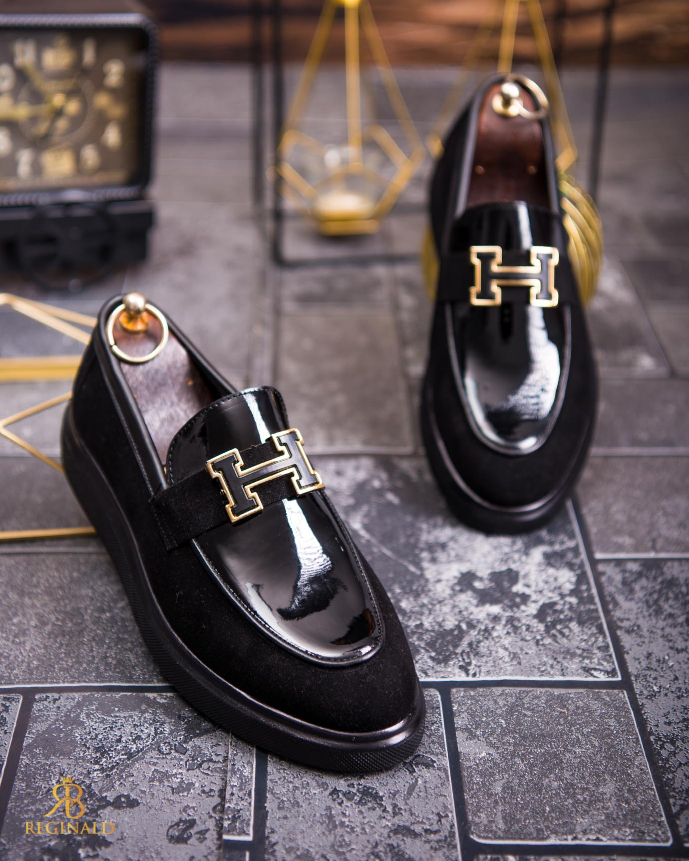 Mocasini de barbati casual, negri, talpa inalta ultra-usoara – AD758 - imagine 3