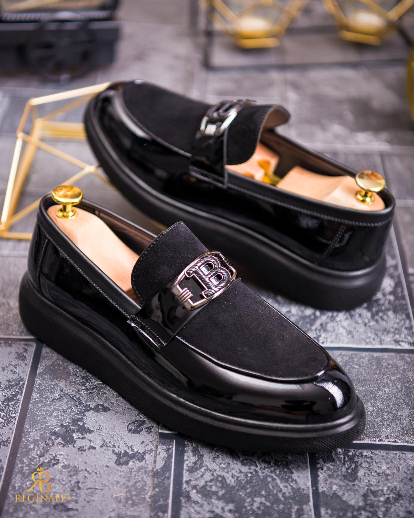 Mocasini de barbati casual, negri, talpa inalta ultra-usoara – AD762 - imagine 3