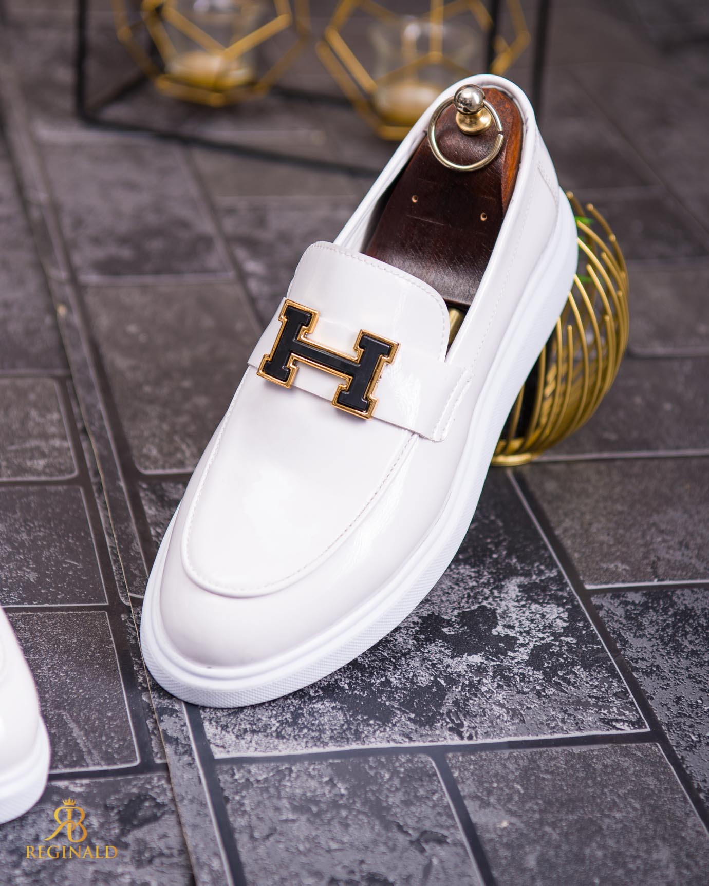 Mocasini de barbati casual, albi, talpa inalta ultra-usoara – AD767 - imagine 3