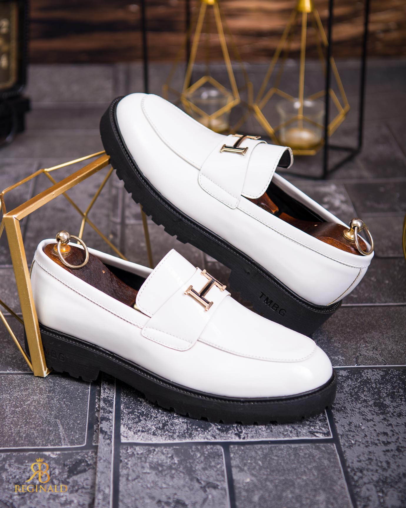 Mocasini de barbati casual, albi, talpa inalta ultra-usoara – AD785