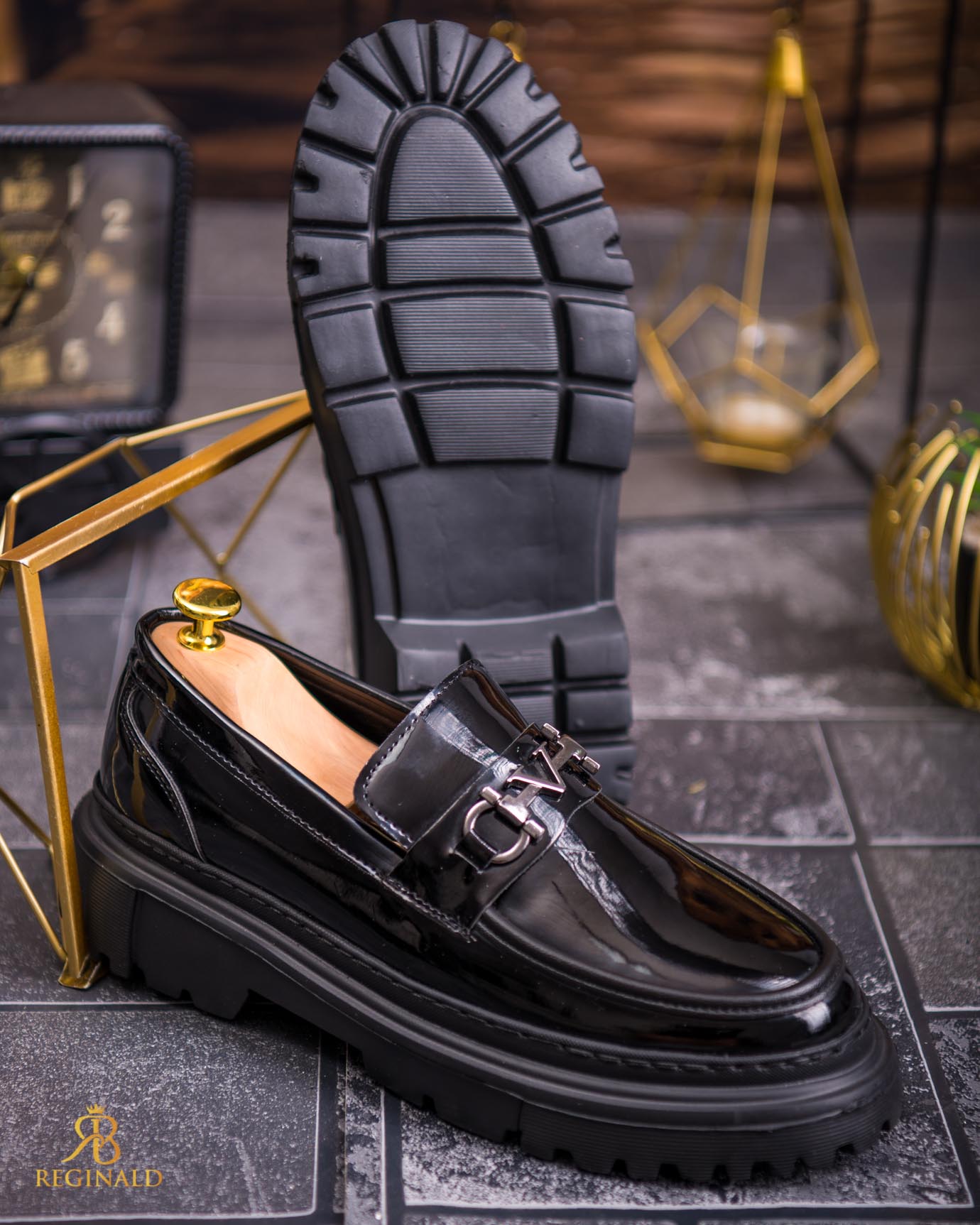 Mocasini de barbati casual, negri, talpa inalta ultra-usoara – AD763 - imagine 2