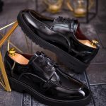 Mocasines informales para hombre, negros con cordones y suela alta ultraligera – AD779
