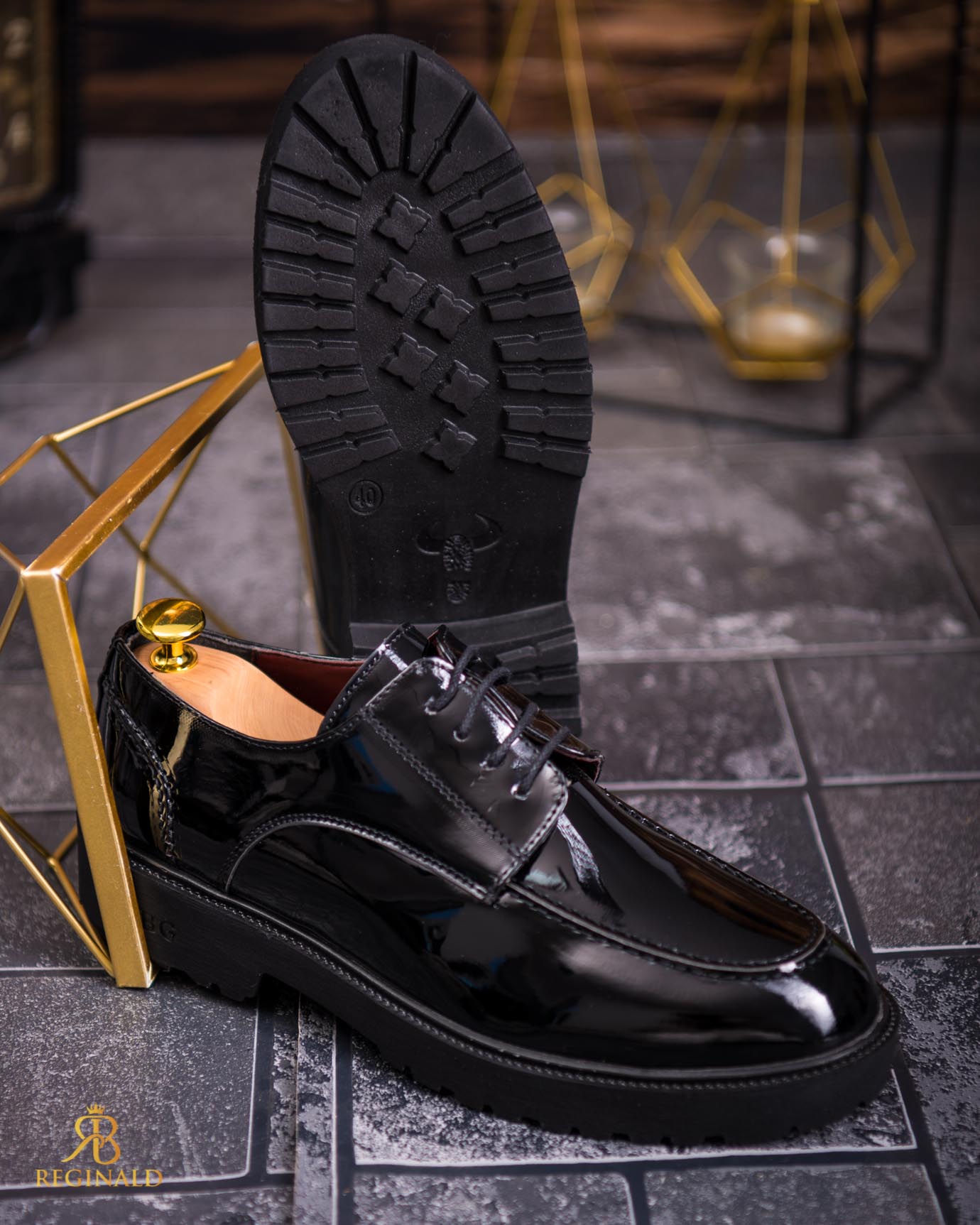 Mocasini de barbati casual, negri cu siret, talpa inalta ultra-usoara – AD779 - imagine 3