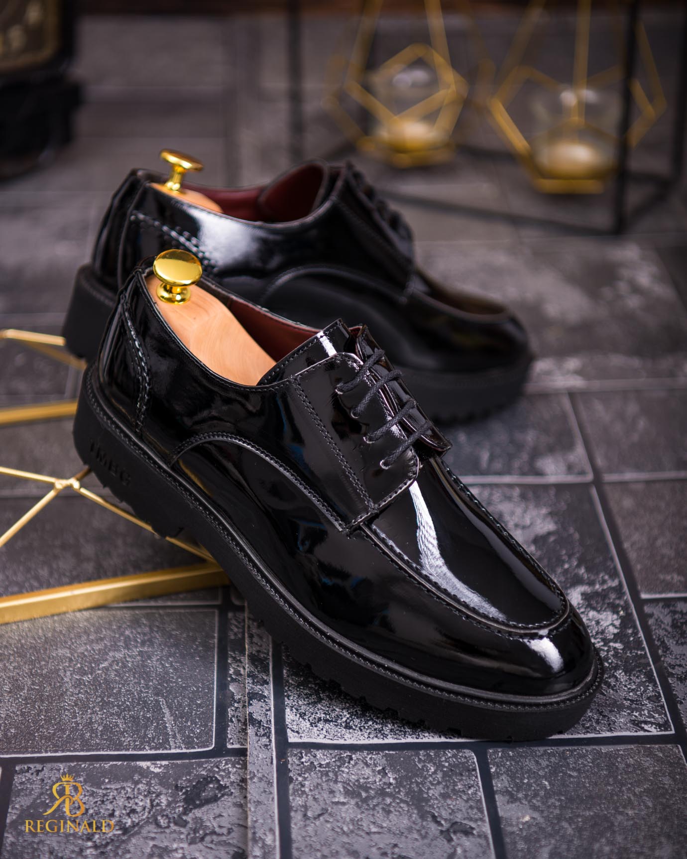 Mocasini de barbati casual, negri cu siret, talpa inalta ultra-usoara – AD779 - imagine 4