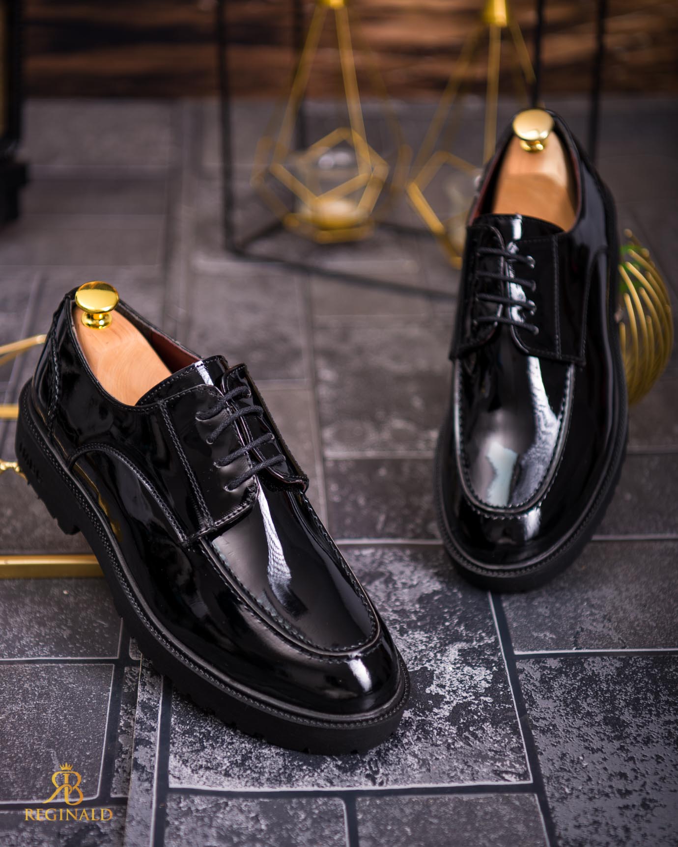 Mocasini de barbati casual, negri cu siret, talpa inalta ultra-usoara – AD779 - imagine 5