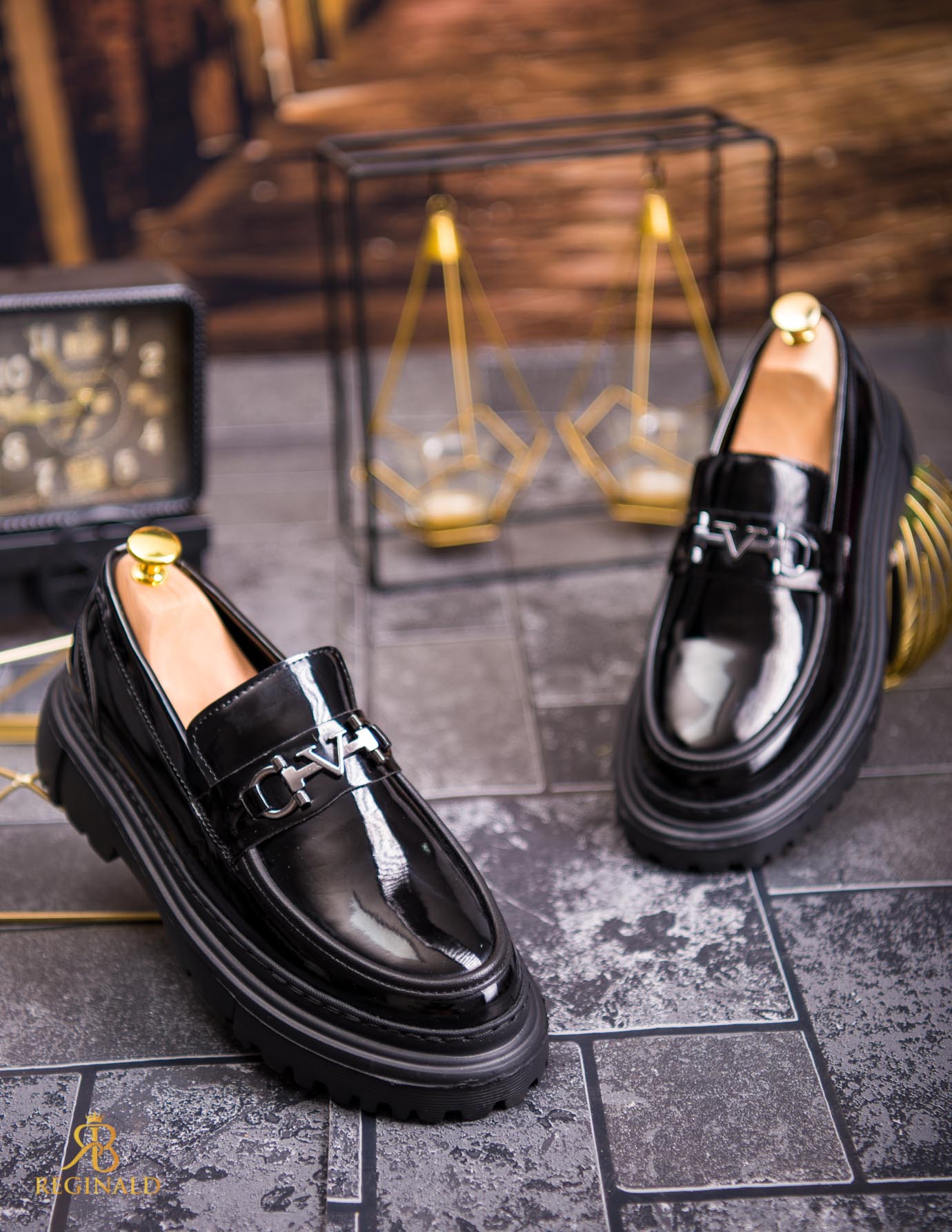 Mocasini de barbati casual, negri, talpa inalta ultra-usoara – AD763 - imagine 3