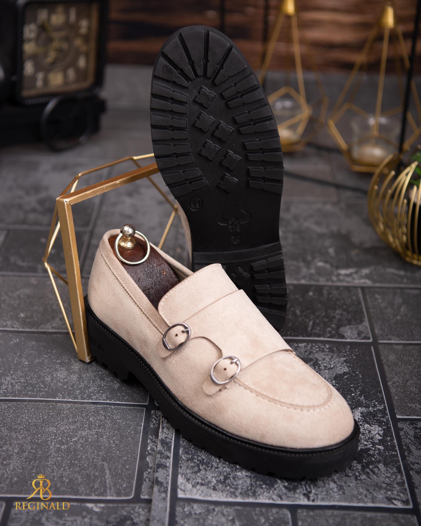 Mocasini de barbati casual, bej, talpa inalta ultra-usoara – AD776 - imagine 2