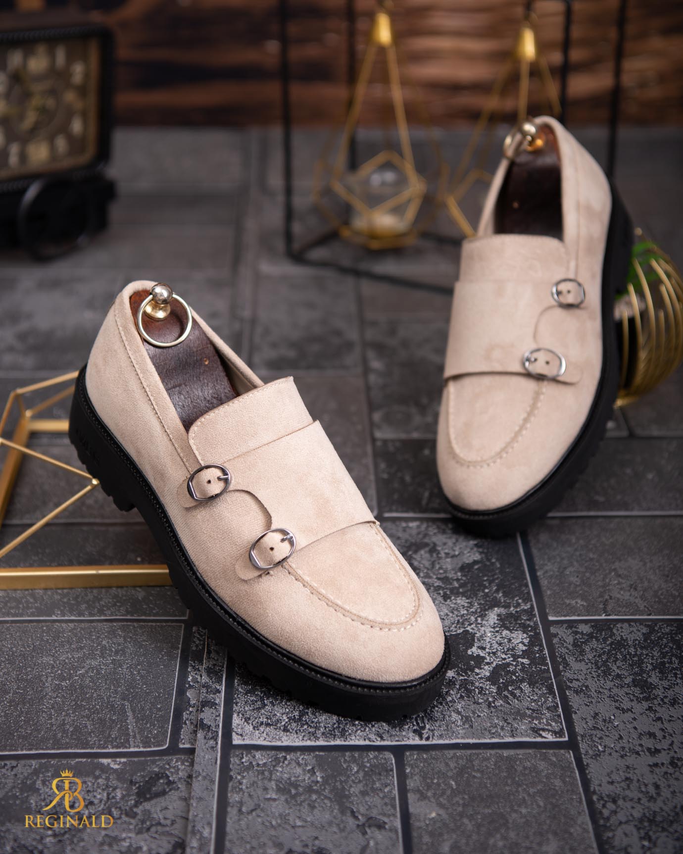 Mocasini de barbati casual, bej, talpa inalta ultra-usoara – AD776 - imagine 4