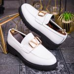 Mocasini de barbati casual, albi, talpa inalta ultra-usoara – AD774