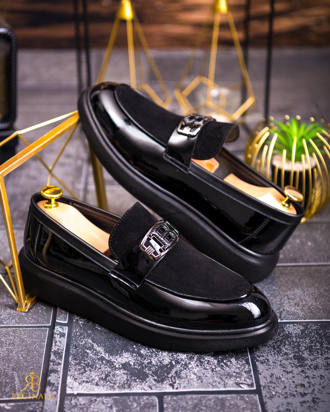 Mocasini de barbati casual, negri, talpa inalta ultra-usoara – AD762