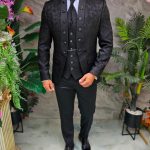 Elegant black suit GROOM/GODFATHER, set: 4 pieces - C5246