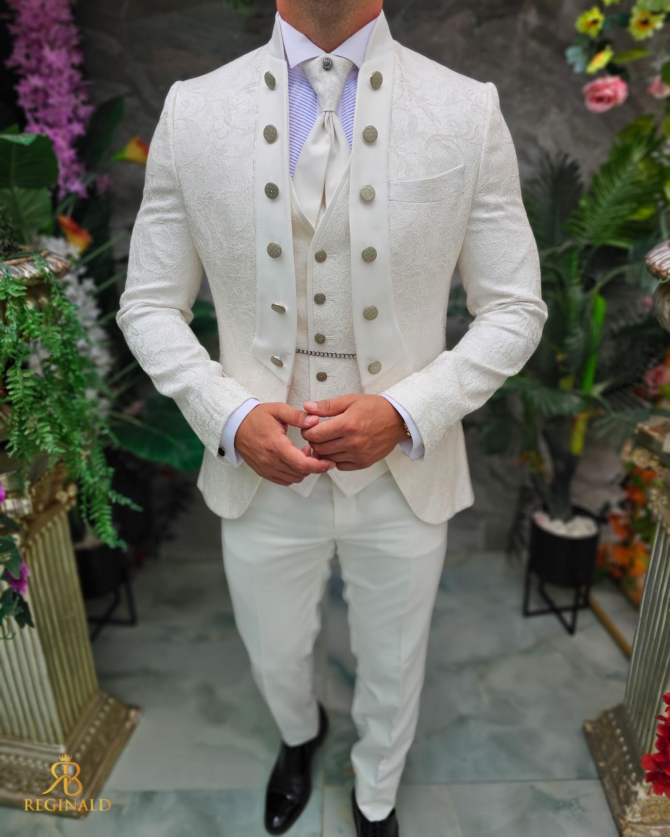 Costum alb-ivoire elegant MIRE/NAS, set: 4 piese - C5244 - imagine 2