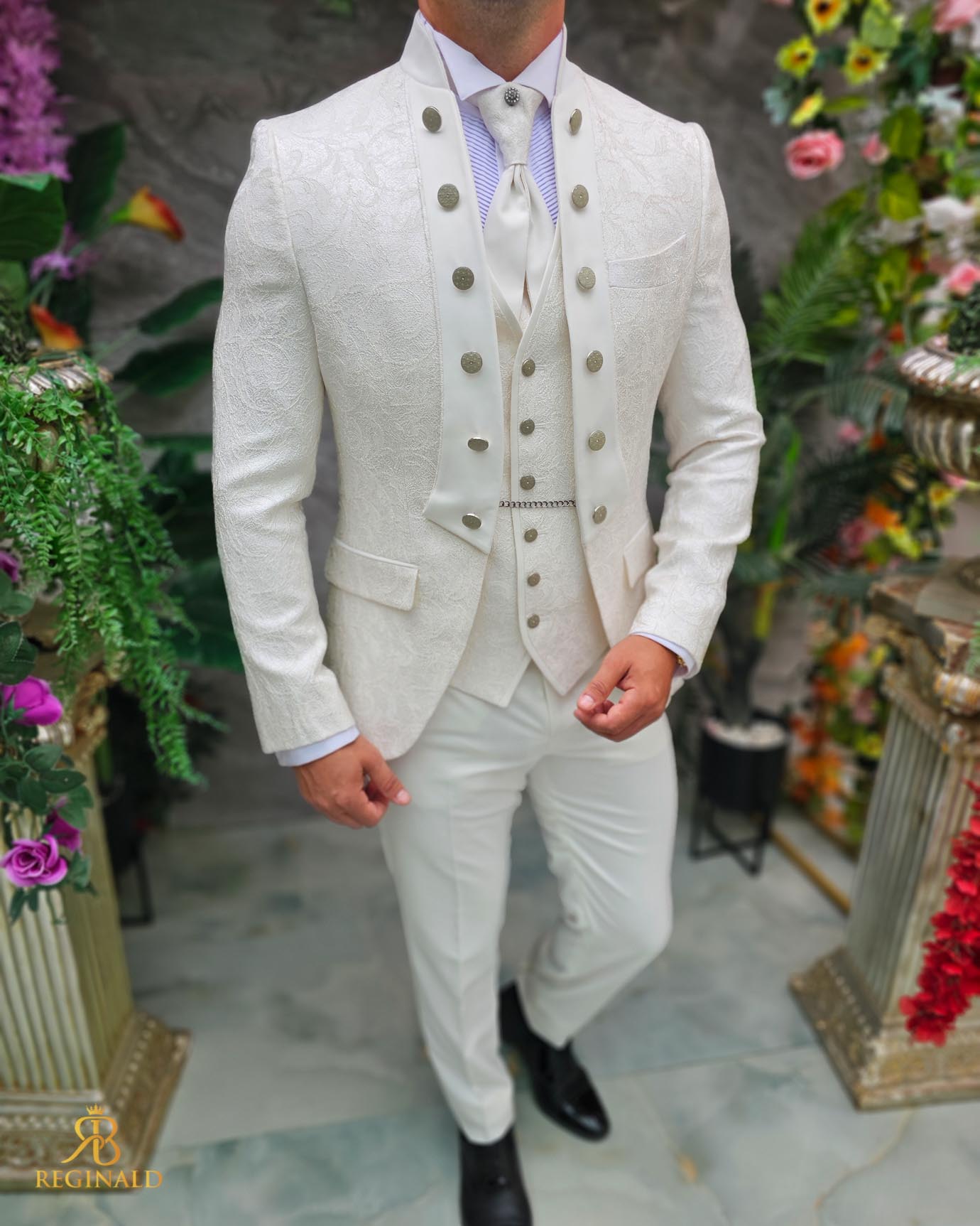 Costum alb-ivoire elegant MIRE/NAS, set: 4 piese - C5244 - imagine 4