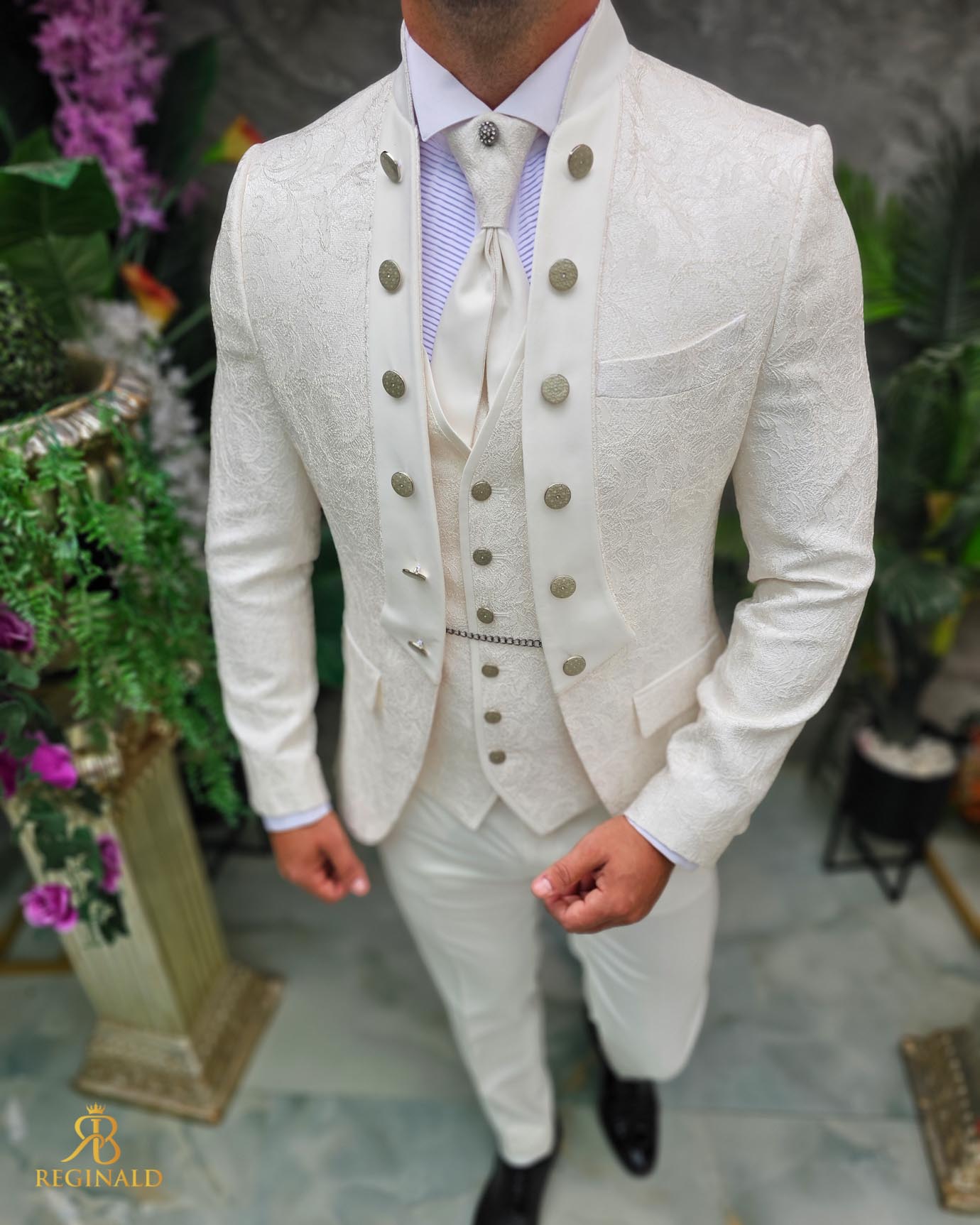 Costum alb-ivoire elegant MIRE/NAS, set: 4 piese - C5244 - imagine 5