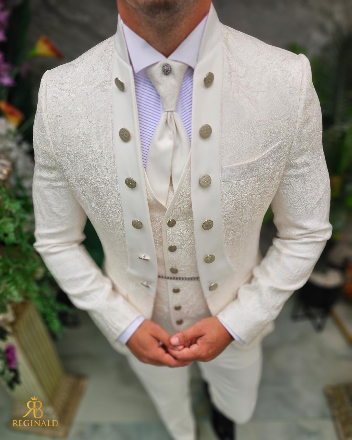 Costum alb-ivoire elegant MIRE/NAS, set: 4 piese - C5244 - imagine 6