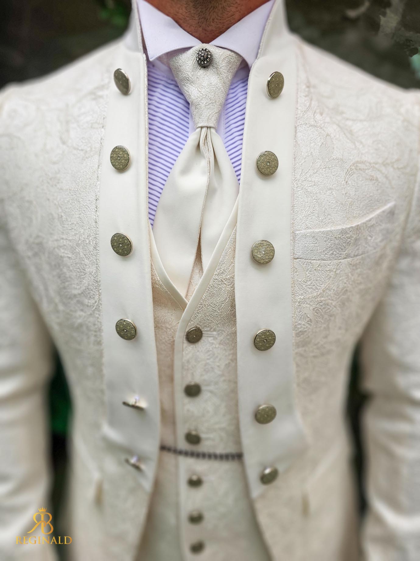 Costum alb-ivoire elegant MIRE/NAS, set: 4 piese - C5244 - imagine 7