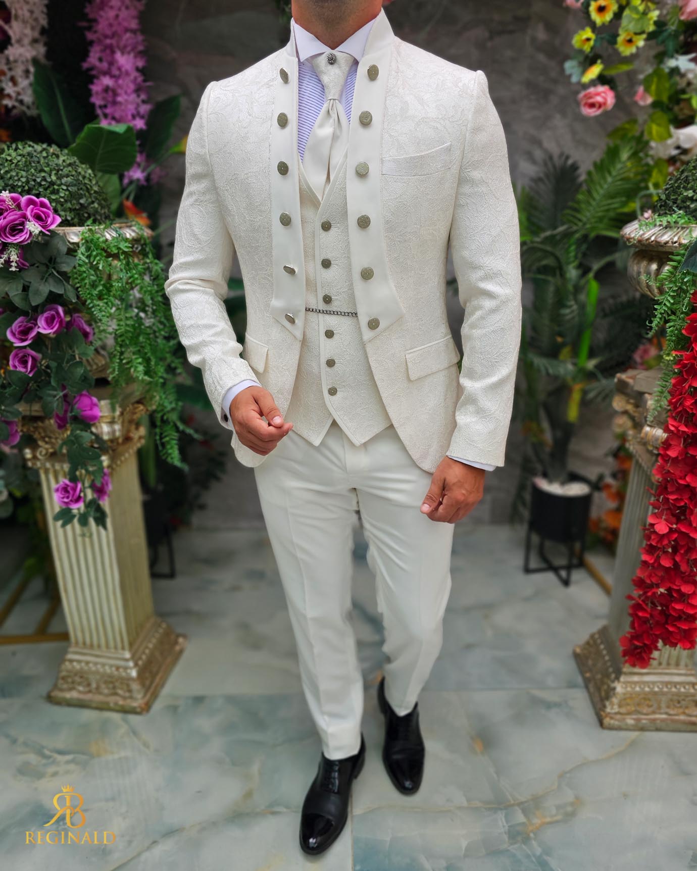 Costum alb-ivoire elegant MIRE/NAS, set: 4 piese - C5244 - imagine 8