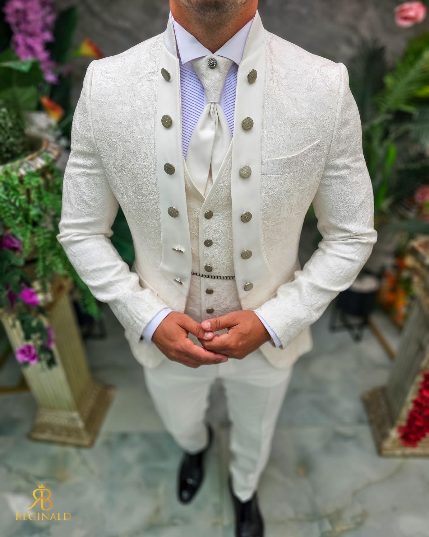 Costum alb-ivoire elegant MIRE/NAS, set: 4 piese - C5244 - imagine 9