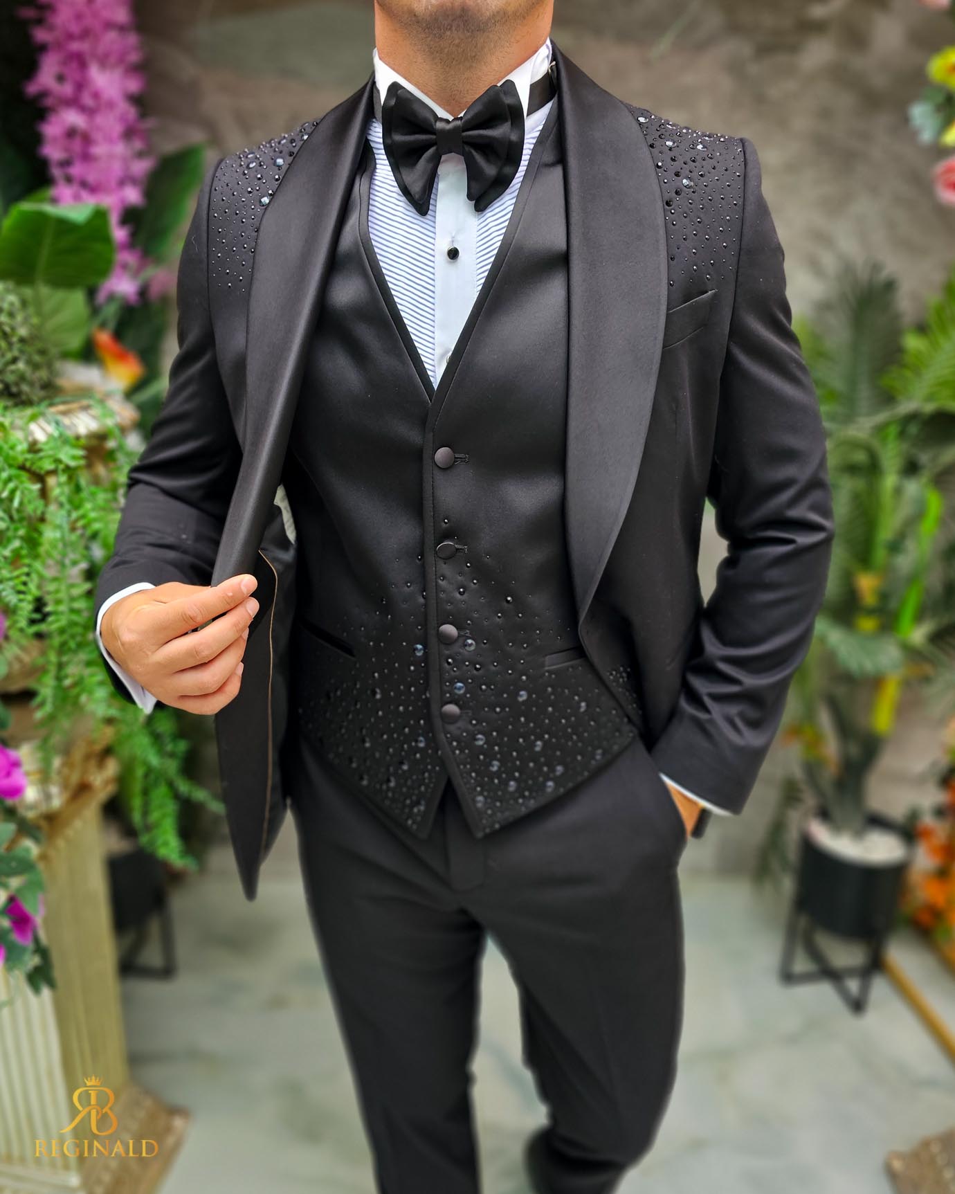 Costum negru elegant MIRE/NAS, set: 4 piese - C5243 - imagine 2