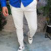 Pantaloni Casual de bărbați, Alb- ivoire, Slim Fit, Conici cu lanț - PNT268