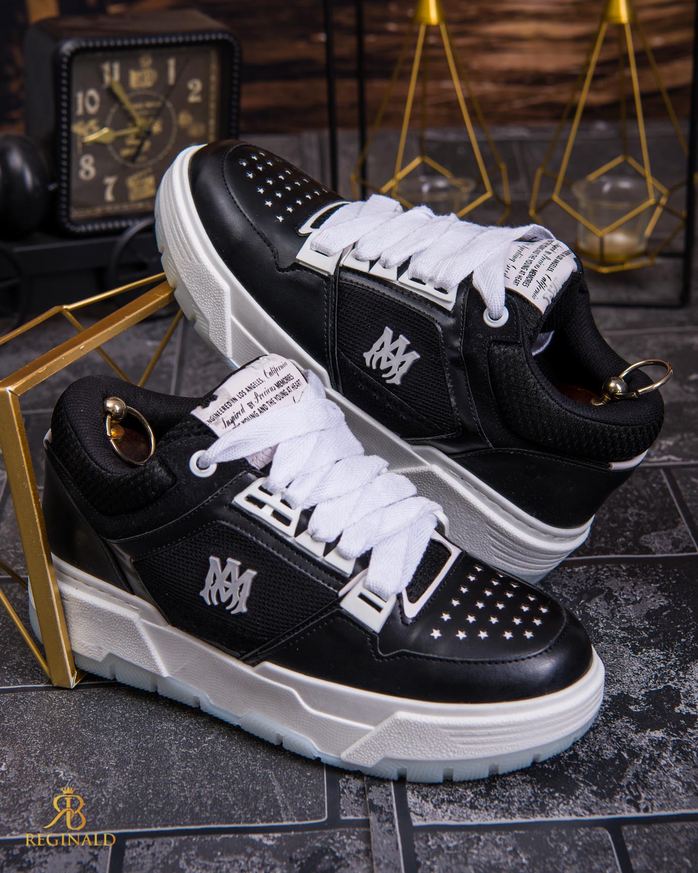 Adidasi de bărbați cu talpa înaltă, negri– AD816 - imagine 3