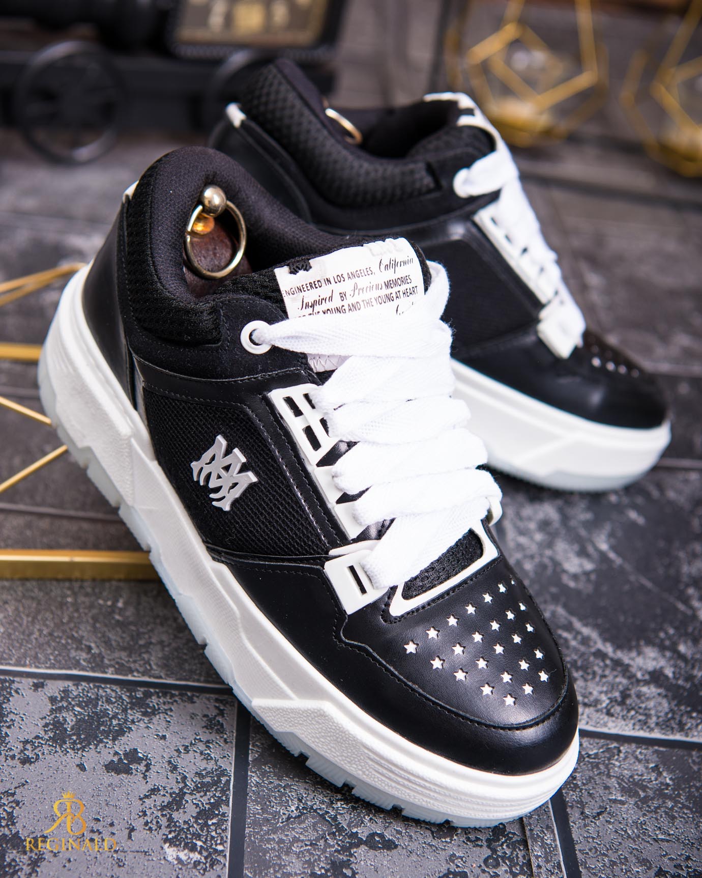 Adidasi de bărbați cu talpa înaltă, negri– AD816 - imagine 5