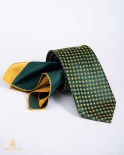 Set Cravata si batista verde cu model- CV1247