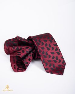 Set Cravata si batista grena cu model- CV1237