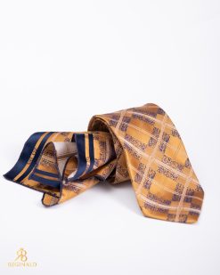 Set Cravata si batista auriu cu model- CV1240