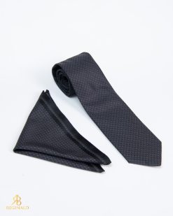 Set Cravata si batista gri cu model- CV1221