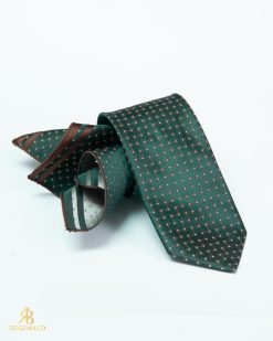 Set Cravata si batista, verde cu model- CV1109