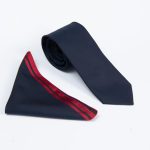 Tie and pocket square set, navy blue - CV1141