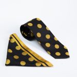 Black tie and handkerchief set with pattern - CV1146