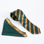 Green tie and pocket square set with pattern - CV1148