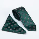 Set Cravata si batista verde cu model- CV1169