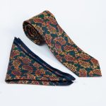 Tie and pocket square set with pattern - CV1173