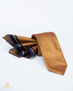 Set Cravata si batista, maro cu model- CV1103