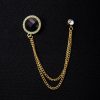 Lanț metalic pentru sacou cu piatra neagra, Auriu- LT545