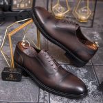Pantofi eleganți de bărbați din piele naturala, Maro- P1859