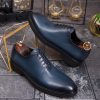 Pantofi eleganți de bărbați din piele naturala, Albastru- P1857