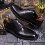 Pantofi eleganți de bărbați din piele naturala, Negru- P1856