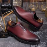 Pantofi eleganți de bărbați din piele naturala, Bordo- P1855