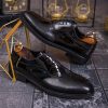 Pantofi eleganți de bărbați din piele naturala, Negru- P1854