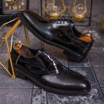 Pantofi eleganți de bărbați din piele naturala, Negru- P1854