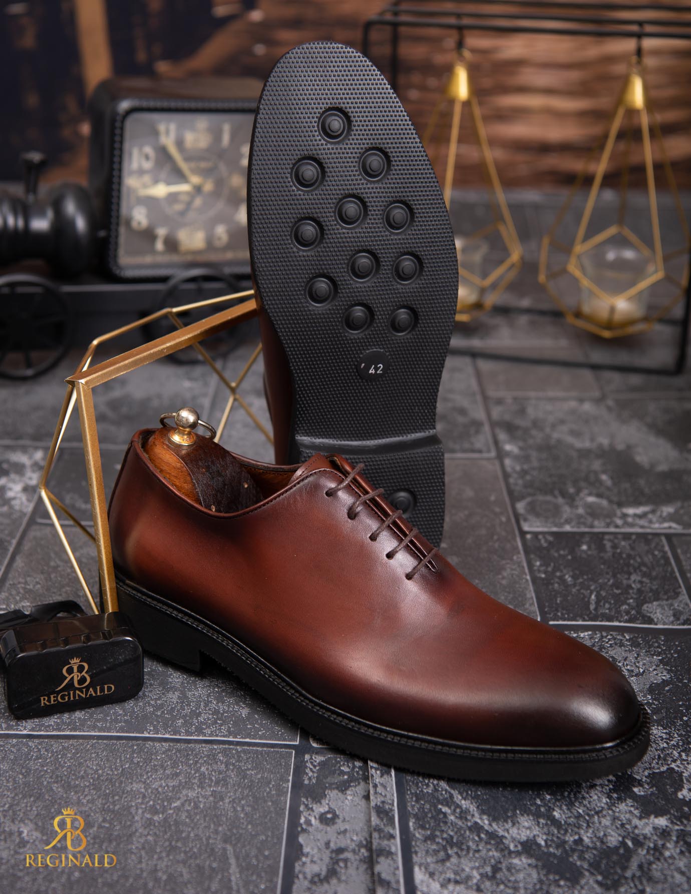 Pantofi eleganți de bărbați din piele naturala, Maro - P1853 - imagine 2