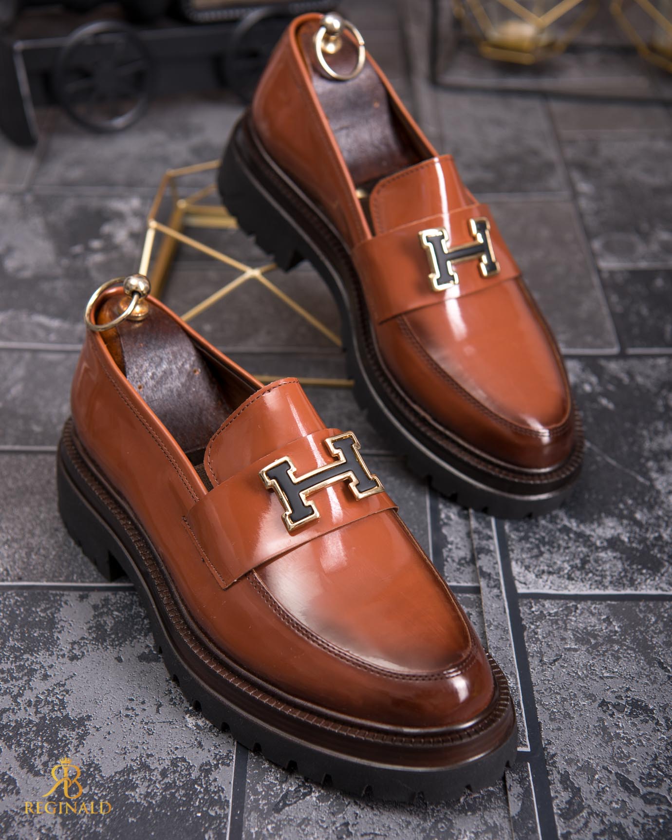 Mocasini de barbati casual, maro, talpa inalta ultra-usoara – AD817 - imagine 3