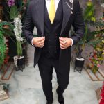 Costum negru, Sacou, Vesta si Pantalon, lana 100% Super 200`S - C5257