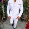 Costum alb, Sacou si Pantalon, lana 100% Super 200`S - C5249