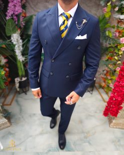 Costum bleumarin, Sacou si Pantalon, lana 100% Super 200`S - C5252