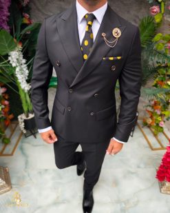 Costum negru, Sacou si Pantalon, lana 100% Super 200`S - C5250